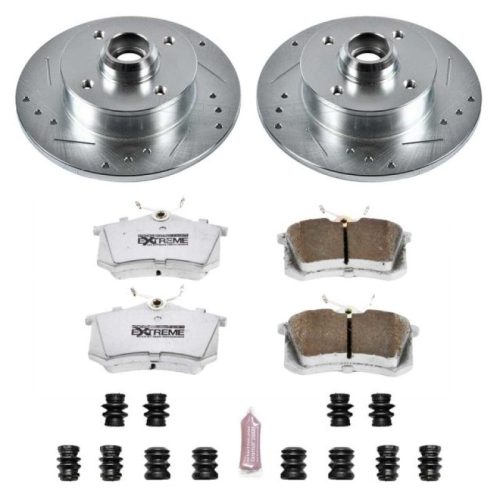 1993-2002 Volkswagen Cabrio Rear Z26 Street Warrior Brake Upgrade Kit - Heavy-Duty Drilled & Slotted Performance Rotors with Carbon-Fiber Ceramic Pads - Premium Replacement