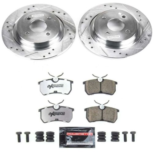 2002-2004 Ford Focus Rear Z26 Street Warrior Brake Upgrade Kit - Heavy-Duty Drilled & Slotted Rotors with Carbon-Fiber Ceramic Pads - Premium Replacement