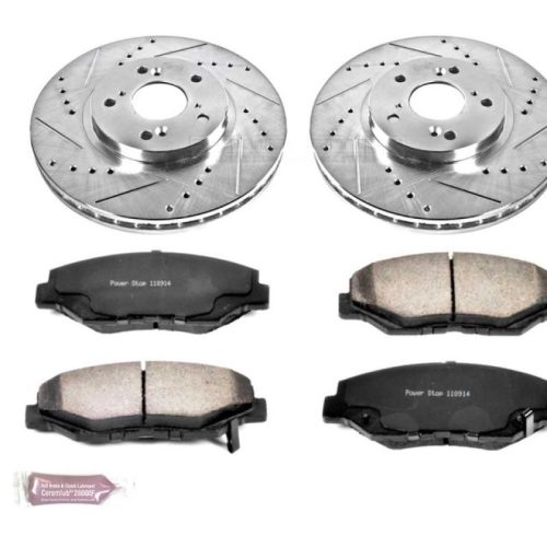 2003-2007 Honda Pilot Front Z36 Truck & Tow Brake Upgrade Kit - Heavy-Duty Drilled & Slotted Rotors with Carbon-Fiber Ceramic Pads - Premium Replacement
