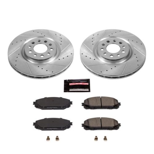 2017-2019 Jeep Cherokee Front Z23 Evolution Sport Brake Upgrade Kit - Heavy-Duty Drilled & Slotted Rotors with Carbon-Fiber Ceramic Pads - Premium Replacement