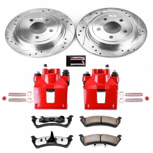 2003 Ford Explorer Sport Rear Z36 Truck & Tow Brake Upgrade Kit with Drilled & Slotted Rotors and Powder Coated Calipers - Premium Replacement