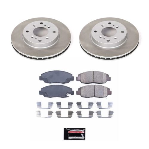 1998-2002 Honda Accord Front Semi-Coated Rotor Brake Assembly with Ceramic Pads - Premium Replacement