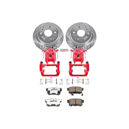 2001-2003 Acura CL Rear Z26 Street Warrior Brake Upgrade Kit with Drilled & Slotted Rotors and Powder Coated Calipers - Heavy-Duty Performance Replacement