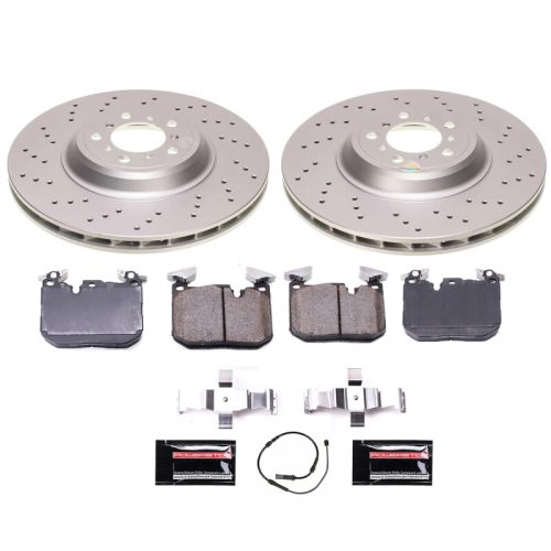 2015-2018 BMW M2 M3 M4 Front Z23 Coated Brake Rotor and Carbon-Fiber Ceramic Brake Pads - Premium Replacement