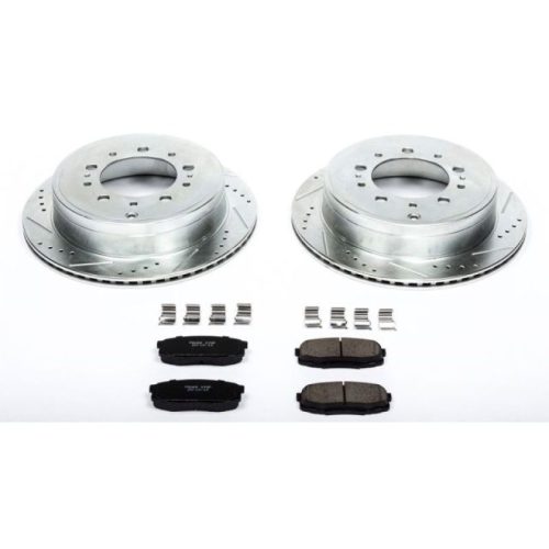 2014 Toyota Tundra & 2009-2011 Lexus LX570 Heavy-Duty Drilled and Slotted Brake Rotor and Carbon-Fiber Ceramic Brake Pads - Premium Replacement