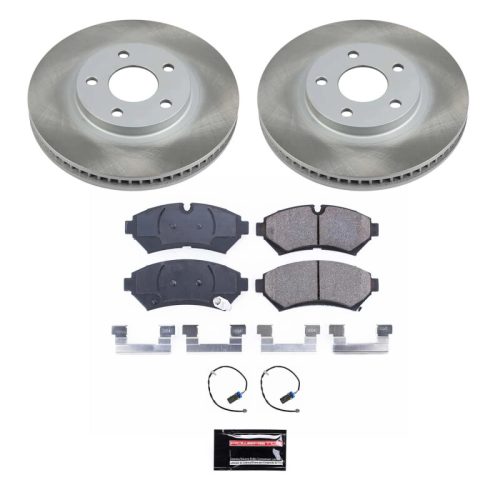 1998-2002 Cadillac Seville Front Semi-Coated Rotor Brake Assembly with Ceramic Pads - Premium Replacement