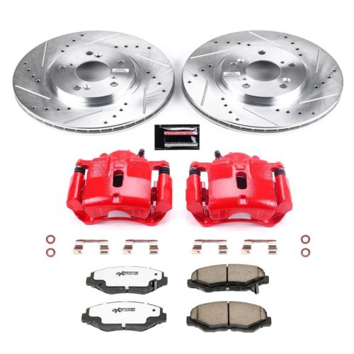 2003-2007 Honda Pilot Front Z26 Street Warrior Brake Upgrade Kit with Drilled & Slotted Rotors - Premium Replacement