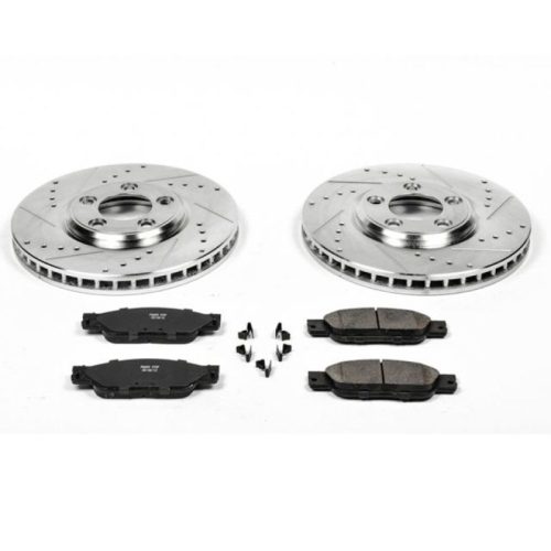 2003-2004 Jaguar S-Type Front Z23 Evolution Sport Brake Upgrade Kit - Premium Heavy-Duty Drilled & Slotted Rotors with Carbon-Fiber Ceramic Pads