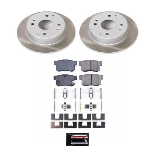 1998-2002 Honda Accord Rear Semi-Coated Rotor Brake Kit with Ceramic Pads and Hardware - Premium Replacement