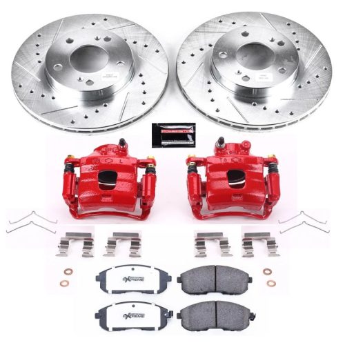 1989-1993 Nissan Maxima PowerStop Z26 Street Warrior Brake Upgrade Kit with Drilled & Slotted Rotors and Powder Coated Calipers - Heavy-Duty Performance Replacement