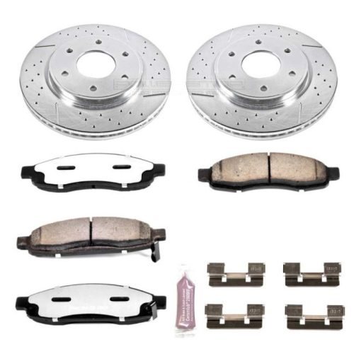 2006-2007 Nissan Titan & Infiniti QX56 Heavy-Duty Drilled & Slotted Brake Rotor and Carbon-Fiber Ceramic Brake Pad Assembly - Premium Replacement