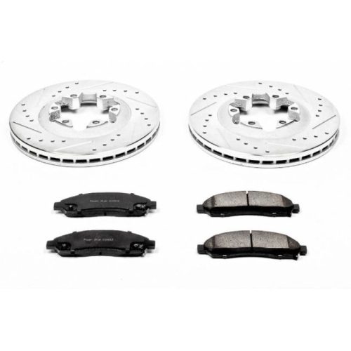 2004-2008 Chevrolet Colorado & GMC Canyon Front Z23 Evolution Sport Brake Kit - Heavy Duty Drilled & Slotted Rotors with Carbon-Fiber Ceramic Pads - Premium Replacement