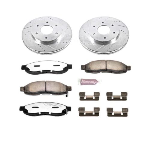 2004-2005 Nissan Titan & Armada, 2004-2005 Infiniti QX56 Front Z36 Truck & Tow Brake Kit - Heavy Duty Drilled & Slotted Rotor Upgrade with Carbon-Fiber Ceramic Brake Pads - Premium Replacement