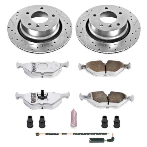 2004-2008 BMW Z4 Rear Z26 Street Warrior Brake Upgrade Kit with Drilled & Slotted Rotors and Carbon-Fiber Ceramic Pads - Heavy-Duty Performance Replacement