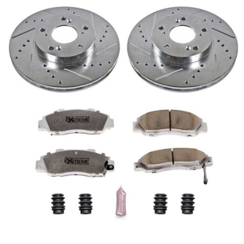 2002-2002 Honda Accord Front Z26 Street Warrior Brake Upgrade Kit - Heavy-Duty Drilled & Slotted Rotor and Carbon-Fiber Ceramic Brake Pads for Performance and Towing