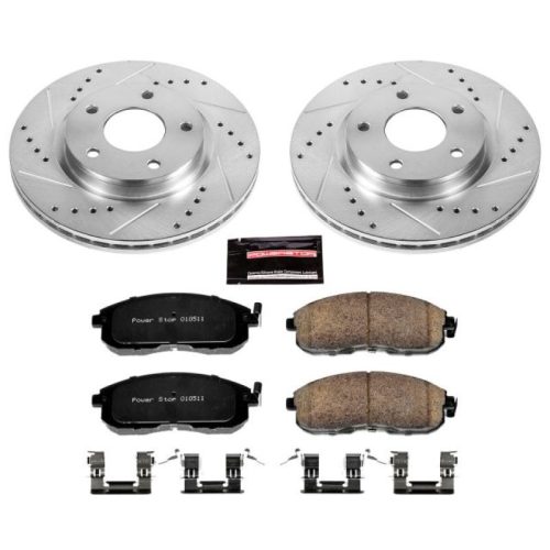 2013-2015 Nissan Sentra Front Z23 Evolution Sport Brake Kit - Heavy-Duty Drilled & Slotted Rotor Upgrade with Carbon-Fiber Ceramic Pads - Premium Replacement