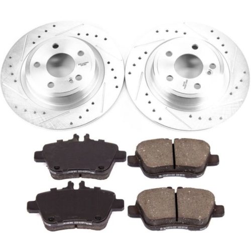 2012-2020 Mercedes-Benz SLK & SLC Series Heavy-Duty Drilled & Slotted Brake Rotor and Carbon-Fiber Ceramic Brake Pad Assembly - Premium Replacement