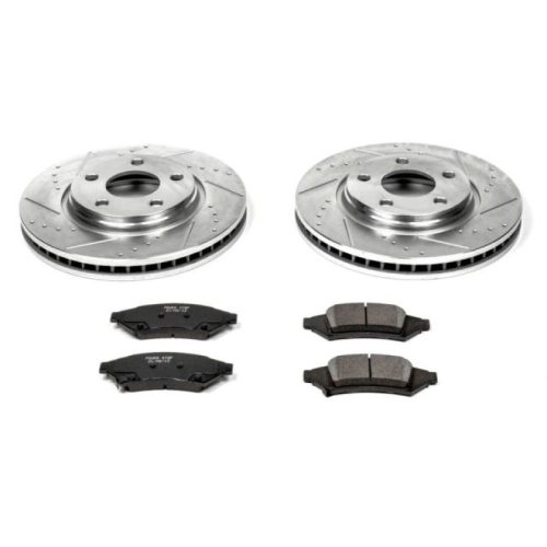 2004 Pontiac Grand Prix Front Z23 Evolution Sport Brake Kit with Drilled & Slotted Rotors and Carbon-Fiber Ceramic Pads - Premium Replacement