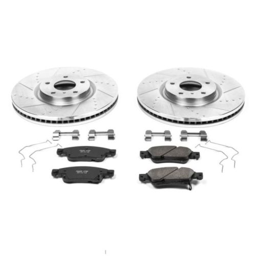 2013-2010 Infiniti G37 Front Z23 Evolution Sport Brake Kit - Heavy-Duty Drilled & Slotted Rotor and Carbon-Fiber Ceramic Brake Pads – Premium Replacement