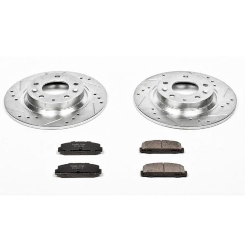2003-2005 Mazda 6 & Protege Heavy-Duty Drilled & Slotted Brake Rotors with Carbon-Fiber Ceramic Pads - Premium Replacement