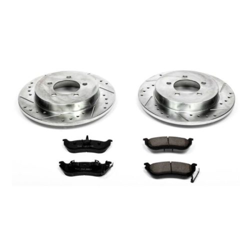 2006-2008 Ford Explorer Rear Z23 Evolution Sport Brake Upgrade Kit - Drilled & Slotted Rotors with Carbon-Fiber Ceramic Pads - Premium Replacement