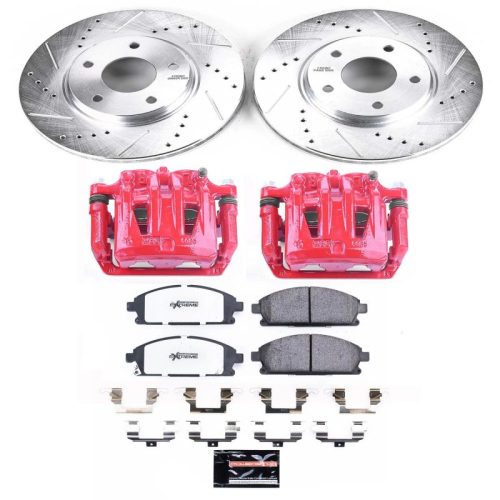 2004-2006 Nissan Quest Front Z36 Truck & Tow Brake Upgrade Kit with Drilled & Slotted Rotors, Carbon-Fiber Ceramic Pads, Powder Coated Calipers - Premium Replacement