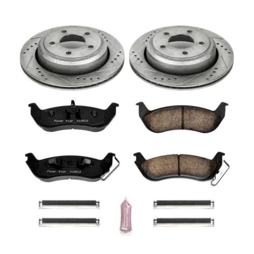 2010-2011 Ford Ranger Rear Z23 Evolution Sport Brake Upgrade Kit - Heavy-Duty Drilled & Slotted Rotor with Carbon-Fiber Ceramic Pads - Premium Replacement