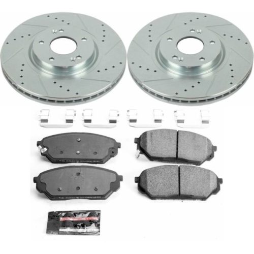 2007-2012 Hyundai Veracruz Front Brake Rotor and Carbon-Fiber Ceramic Brake Pad Upgrade - Heavy-Duty Drilled & Slotted Performance Brake Rotors with Premium Hardware - Premium Replacement