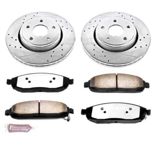 2010 Jeep Grand Cherokee & 2007 Jeep Commander Front Z36 Truck & Tow Brake Kit - Heavy Duty Drilled & Slotted Rotor Upgrade with Carbon-Fiber Ceramic Pads - Premium Replacement