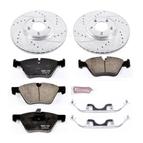 2005 Jaguar S-Type Front Z23 Evolution Sport Brake Upgrade Kit - Drilled & Slotted Rotors with Carbon-Fiber Ceramic Pads for Heavy-Duty Towing - Premium Replacement