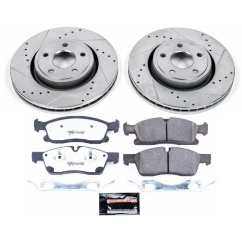 2013-2014 Jeep Grand Cherokee & 2013-2014 Dodge Durango Heavy Duty Brake Upgrade Kit - Front Drilled & Slotted Rotors with Carbon-Fiber Ceramic Brake Pads - Premium Replacement