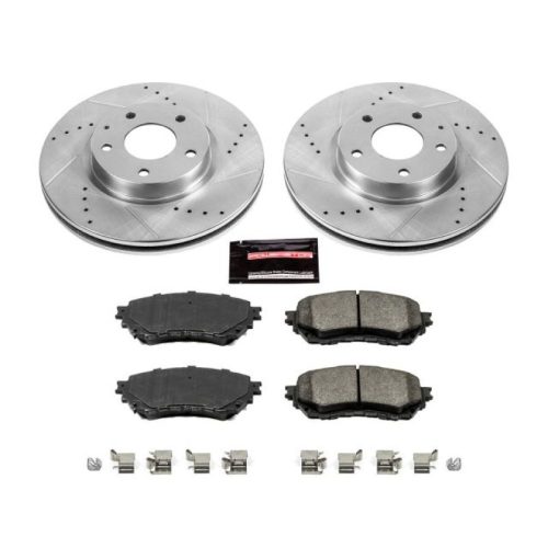 2014-2017 Mazda 6 Front Z23 Evolution Sport Brake Upgrade Kit - Premium Heavy Duty Performance with Drilled & Slotted Rotors and Carbon-Fiber Ceramic Pads