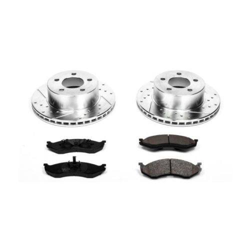 1990-1999 Jeep Wagoneer, 1994-1997 Jeep Cherokee Front Z23 Evolution Sport Brake Upgrade Kit - Heavy-Duty Slotted & Drilled Rotors with Carbon-Fiber Ceramic Pads - Premium Replacement