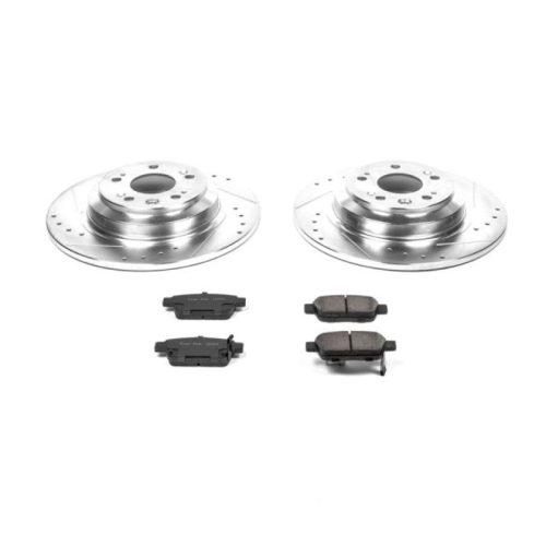 2009-2013 Acura TL Rear Z23 Evolution Sport Brake Upgrade Kit - Drilled & Slotted Rotors with Carbon-Fiber Ceramic Pads for Heavy-Duty Performance - Premium Replacement