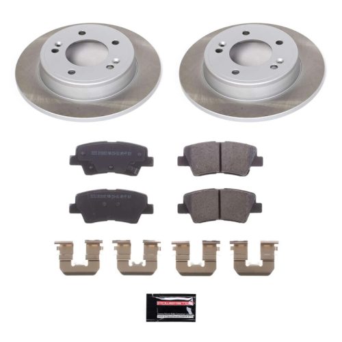 2011-2014 Hyundai Elantra Rear Heavy-Duty Semi-Coated Rotor and Ceramic Brake Pad Assembly - Premium Replacement