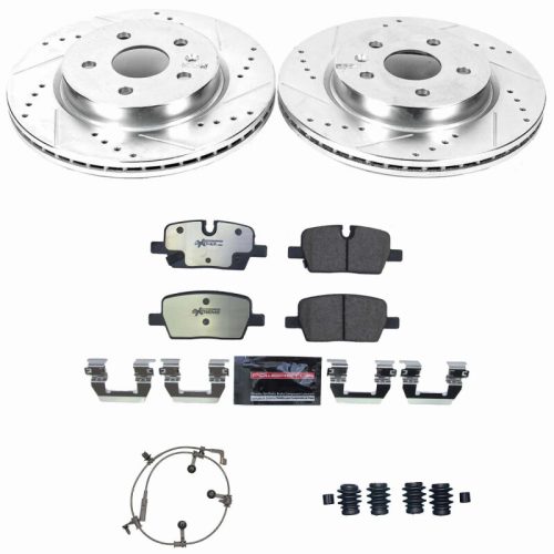 2020-2021 Cadillac CT5 Rear PowerStop Z36 Truck & Tow Brake Kit - Heavy-Duty Drilled & Slotted Rotor and Carbon-Fiber Ceramic Brake Pads - Premium Replacement