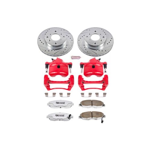 2000-2002 Honda Accord Front Z26 Street Warrior Brake Upgrade Kit with Drilled & Slotted Rotors and Powder Coated Calipers - Heavy-Duty Performance Replacement