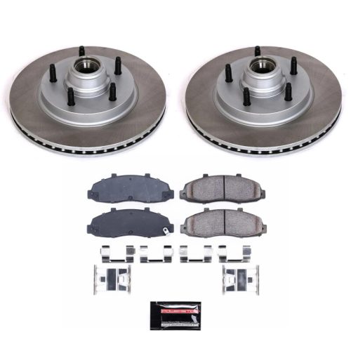 1997-2000 Ford F-150 Front Semi-Coated Rotor Brake Kit with Ceramic Brake Pads - Premium Replacement