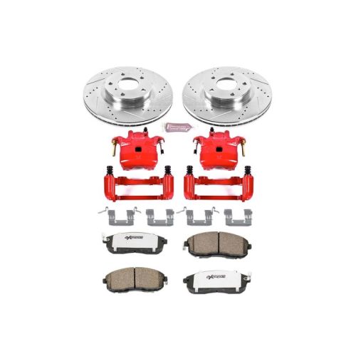 2003-2005 Infiniti G35 & Nissan 350Z Front Z26 Street Warrior Brake Upgrade Kit with Powder Coated Calipers - Premium Replacement