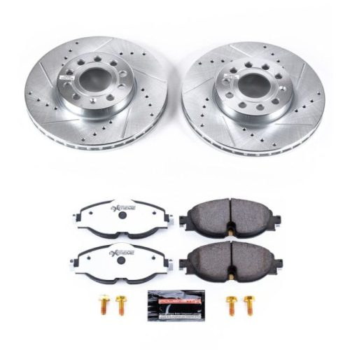 2015-2018 Volkswagen Golf & Golf SportWagen Z26 Street Warrior Brake Upgrade Kit - High-Performance Drilled & Slotted Rotors with Carbon-Fiber Ceramic Pads - Premium Replacement