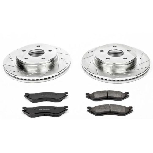 2002-2006 Dodge Ram 1500 & Durango Front Brake Rotors and Carbon-Fiber Ceramic Brake Pads - Heavy Duty Performance Upgrade by PowerStop Part K2165