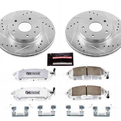 2007-2010 Suzuki SX4 Front Brake Upgrade Kit with Drilled & Slotted Rotors and Carbon-Fiber Ceramic Pads - Premium Replacement