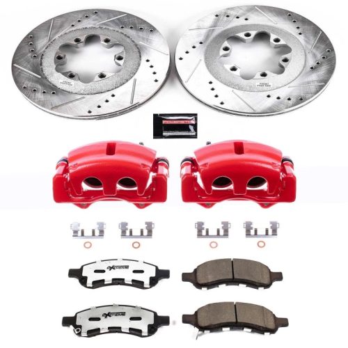 2009-2012 Chevrolet Colorado & GMC Canyon Front Heavy-Duty Drilled & Slotted Brake Rotors with Carbon-Fiber Ceramic Pads - Premium Replacement