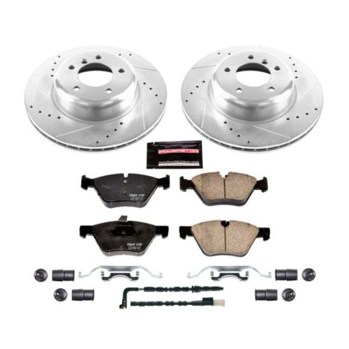 2010 BMW Z4 Front PowerStop Z23 Evolution Sport Brake Rotor and Pad Assembly - Heavy-Duty Drilled & Slotted Brake Upgrade for Towing and Daily Use
