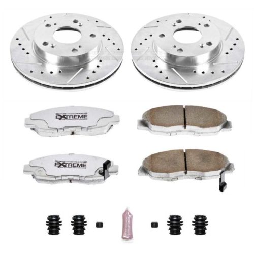 2006-2009 Honda Civic Front Brake Upgrade Kit with Drilled & Slotted Rotors and Carbon-Fiber Ceramic Pads - Heavy-Duty Performance Replacement