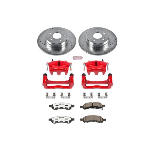 2006-2007 Isuzu Ascender, GMC Envoy, Chevrolet Trailblazer, Buick Rainier Front Z26 Street Warrior Brake Upgrade Kit - Heavy-Duty Performance with Drilled & Slotted Rotors, Carbon-Fiber Ceramic Pads, Powder Coated Calipers - Premium Replacement
