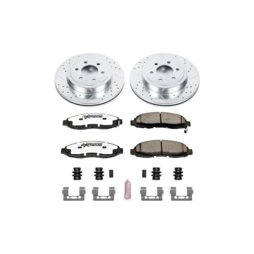 2003-2004 Dodge Dakota Front Z36 Truck & Tow Brake Upgrade Kit - Heavy-Duty Drilled & Slotted Rotor and Carbon-Fiber Ceramic Brake Pads - Premium Replacement