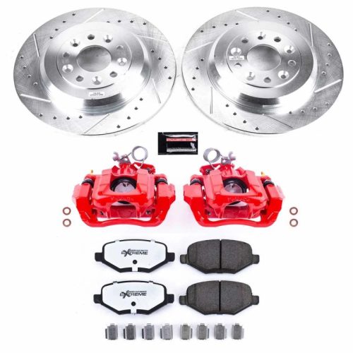 2011-2013 Ford Edge Rear Z36 Truck & Tow Brake Upgrade Kit with Drilled & Slotted Rotors, Carbon-Fiber Ceramic Pads, Powder Coated Calipers - Premium Replacement