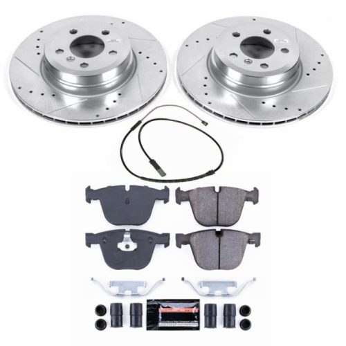 2019 BMW X6 Rear Z23 Evolution Sport Brake Kit - Heavy Duty Drilled & Slotted Rotors with Carbon-Fiber Ceramic Brake Pads - Premium Replacement
