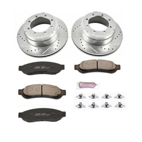 2010 Ford F-350 Super Duty Rear Brake System with Drilled & Slotted Rotors and Carbon-Fiber Ceramic Pads - Premium Heavy-Duty Replacement